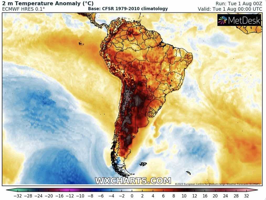 Extreme warmte in winter in Zuid-Amerika