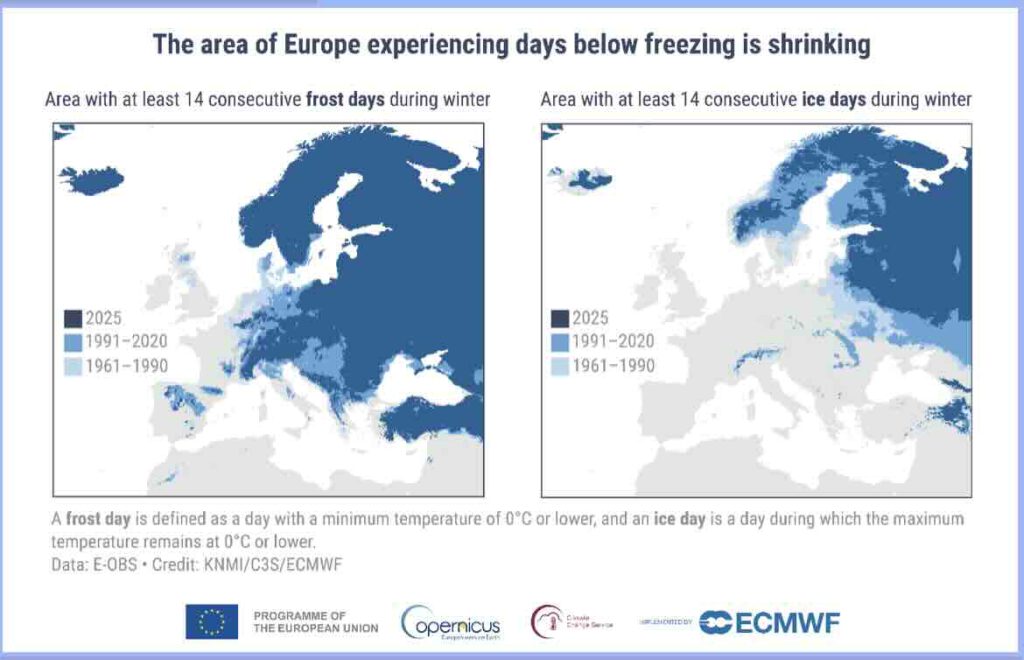 Sneeuw en ijs wordt steeds zeldzamer