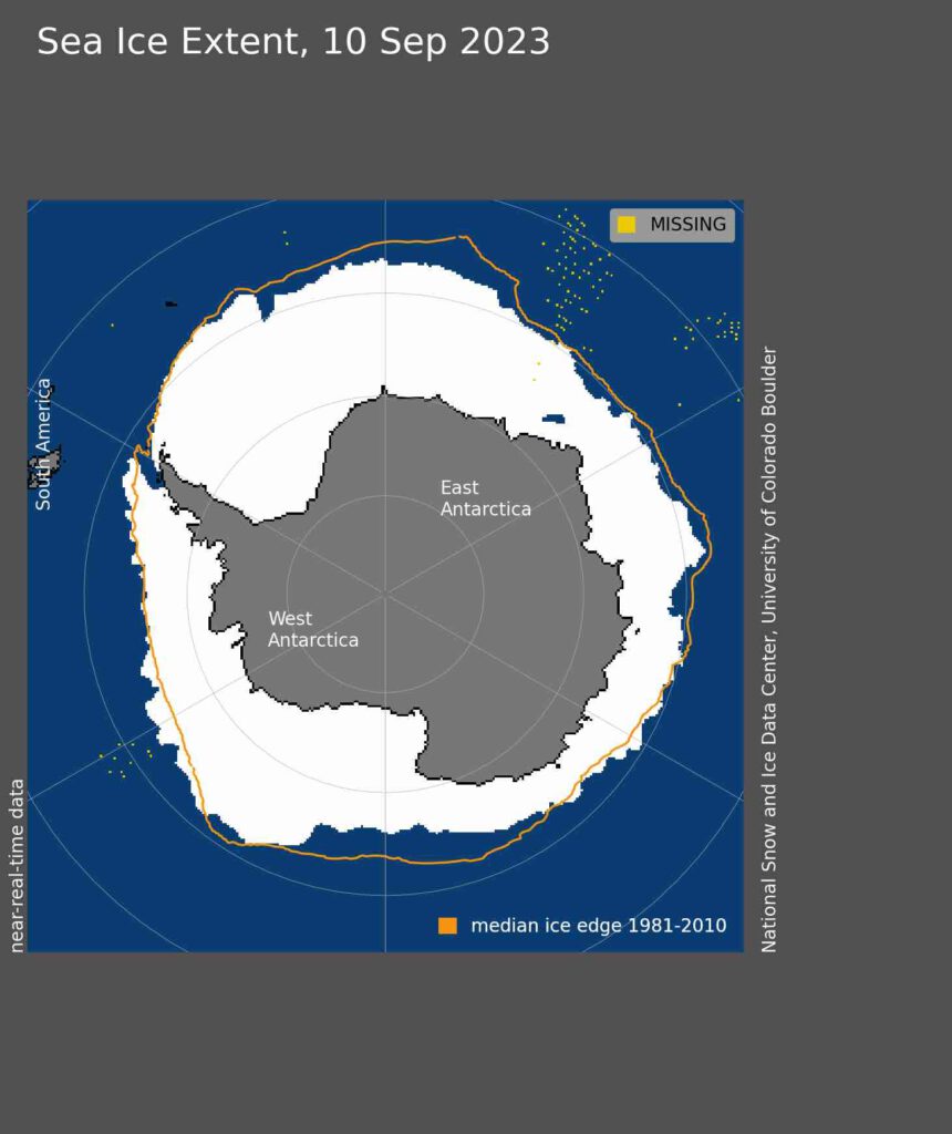 Zeeijsoppervlak Antarctica op 10 sep 23